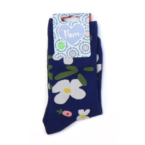 Navy Mix Bold Floral Ankle Socks by Peace of Mind